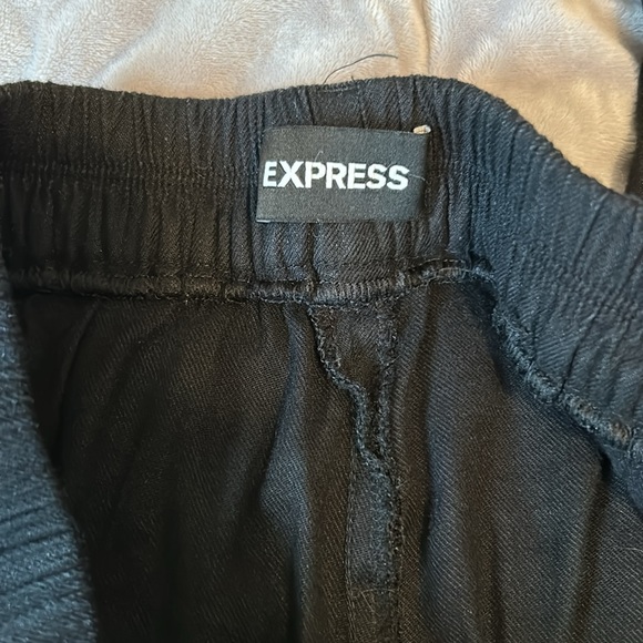 Express linen blend pants black high rise ankle small - Picture 3 of 5